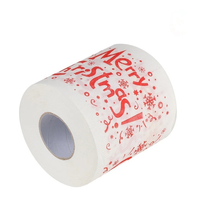 Hartie igienica YANYXR Craciun model Mos Craciun alb 10x10cm 170 foi