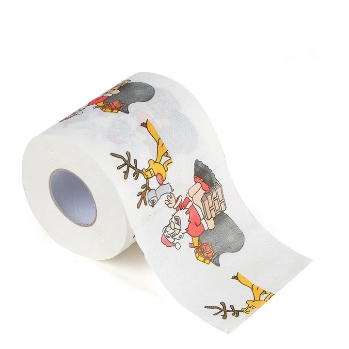 Hartie igienica YANYXR Craciun Mos Craciun alb 10x10cm 170 foi
