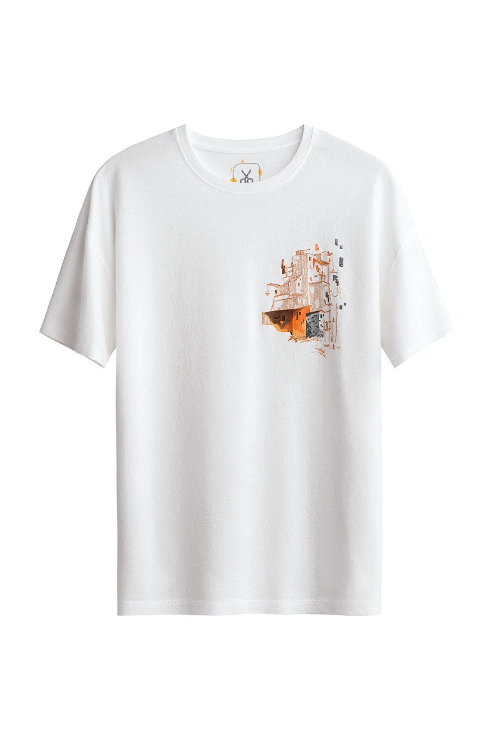 KAFT, Tricou unisex cu broderie, Gri deschis, Portocaliu