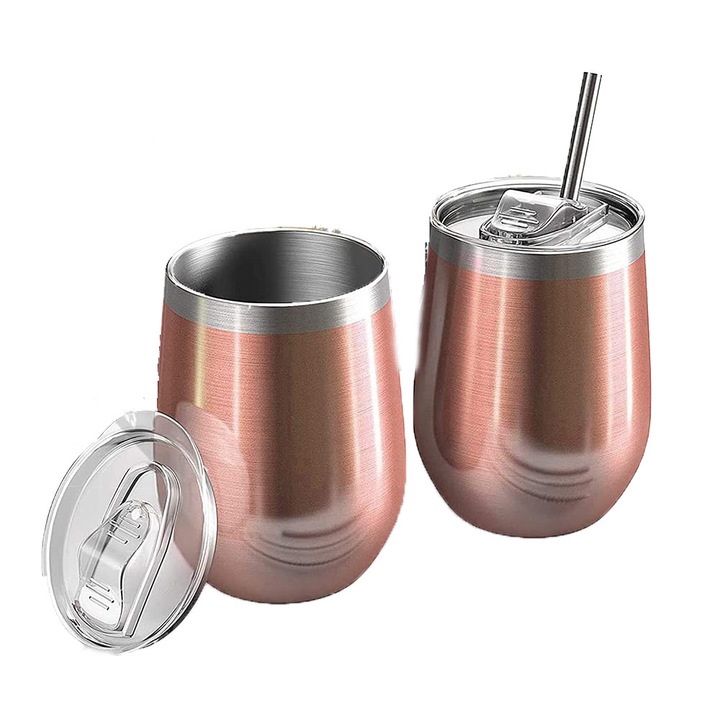 Pahar termos, Enforose, inox, izolatie cu perete dublu, capac fara BPA, portabil