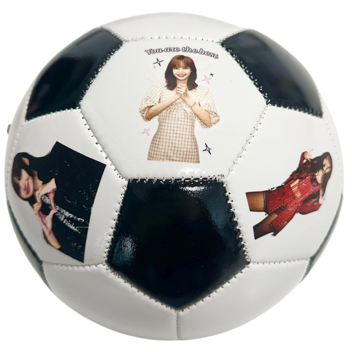 Minge personalizata blackpink lisa kpop fotbal, 260 grame, alb/negru