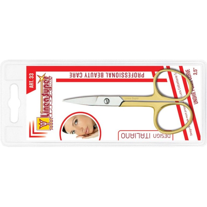 Foarfeca curba unghii, maner aurit, lame otel calit, 3.5"