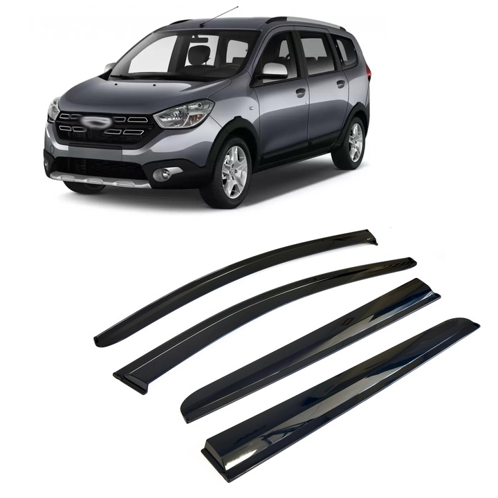 Paravanturi Dacia Lodgy 2012-2022 Bus Auto Fata Set De 4 Negru Flexibil Rezistent La UV Instalare Usoara Stil Sportiv