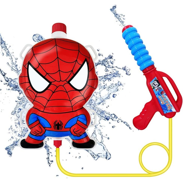 Pistol cu apa pentru copii, Spider-Man, 1.3L, 16x26x3cm, set jucarii pentru nisip