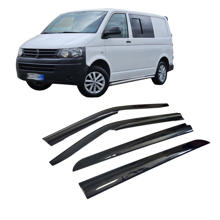 Paravanturi VW Transporter T5 T8 City Van 2003-2024 Bus Auto Fata Set De 4 Negru Flexibil Rezistent La UV Instalare Usoara Stil Sportiv