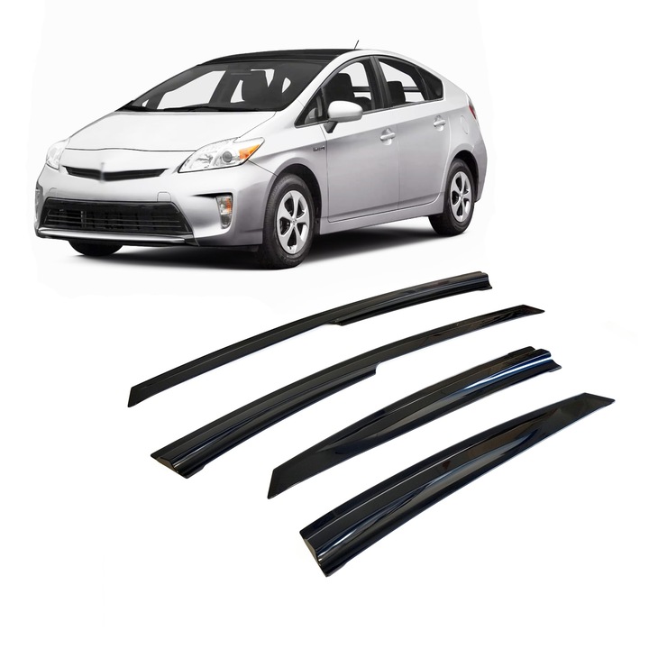 Paravanturi Toyota Prius 2012-2015 Bus Auto Fata Set De 4 Negru Flexibil Rezistent La UV Instalare Usoara Stil Sportiv