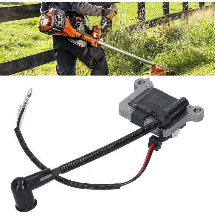 Bobina de aprindere pentru taietor de perii, Bobina inductie motocoasa, masina de tuns iarba cu motor 48F de 63cc, negru