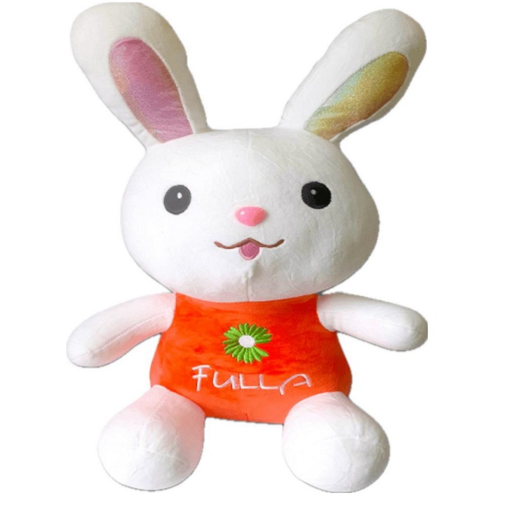 Jucarie plus, Iepuras cu tricou, Portocaliu, 30 cm