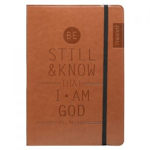 Journal - Lux-Leather - Brown Be Still, Christian Art Gifts (Created by)