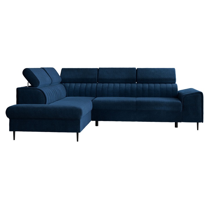 Coltar cu functie de dormit Fosino Stanga, MIRJAN 24, bleumarin, 206x276x81 cm