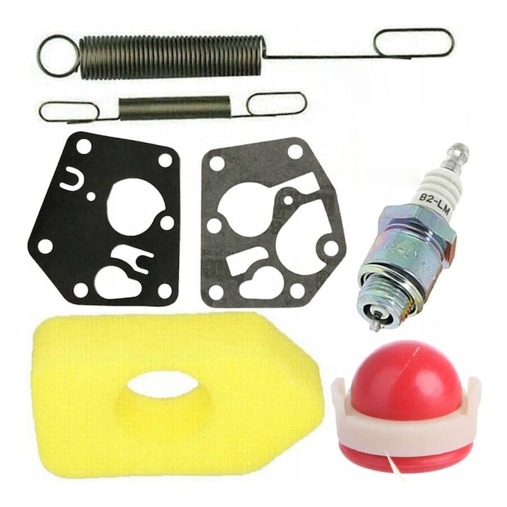Filtru de aer, garnitura cu diafragma carburator, set de accesorii pentru filtru de aer pentru Briggs & Stratton Arc de reglare a vitezei carburatorului, kit de bujii pentru filtru de aer pentru Briggs & Stratton Multe accesorii pentru motoare mici
