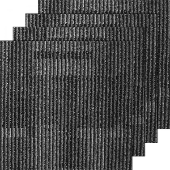 Placi de covoare reutilizabile, 60x60 cm, cu captuseala atasata, textura moale, instalare bricolaj usoara, pentru dormitor sau sufragerie, 24 de placi, culoare gri mixt