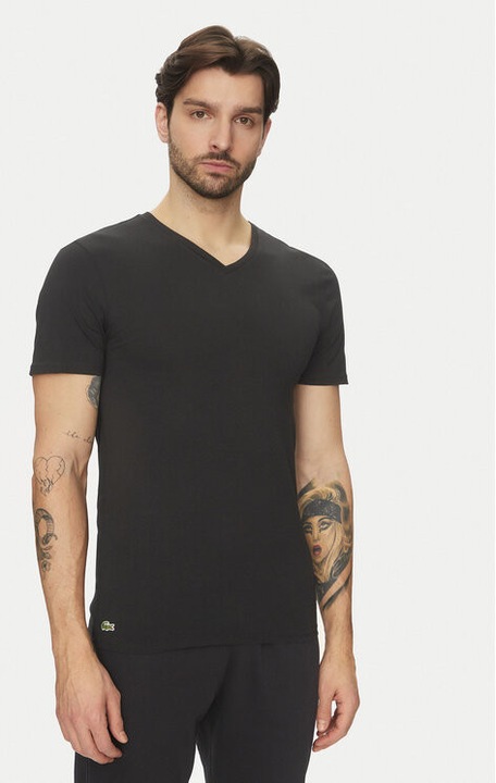 Set 3 tricouri barbati, Lacoste, 304998089, Bumbac, Negru, Negru