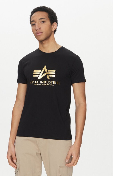 Férfi póló, Alpha Industries, 305301635, Pamut, Fekete, Fekete