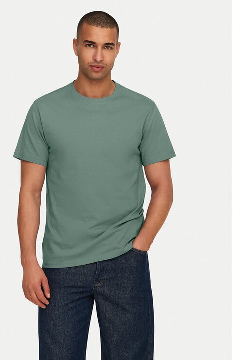 Tricou barbati, Only & Sons, 304805332, Bumbac organic, M INTL, Verde