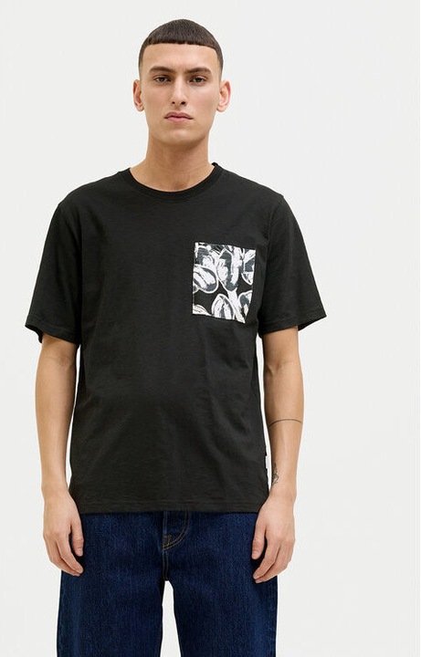 Férfi póló, Jack and Jones, 304778483, Pamut, Fekete, Fekete