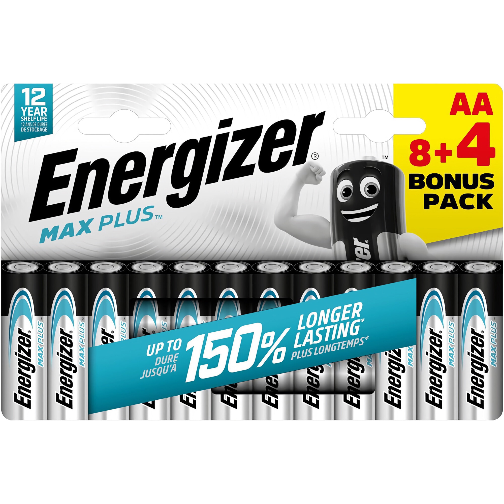 Baterii Alkaline Energizer Max Plus AA, 12 buc