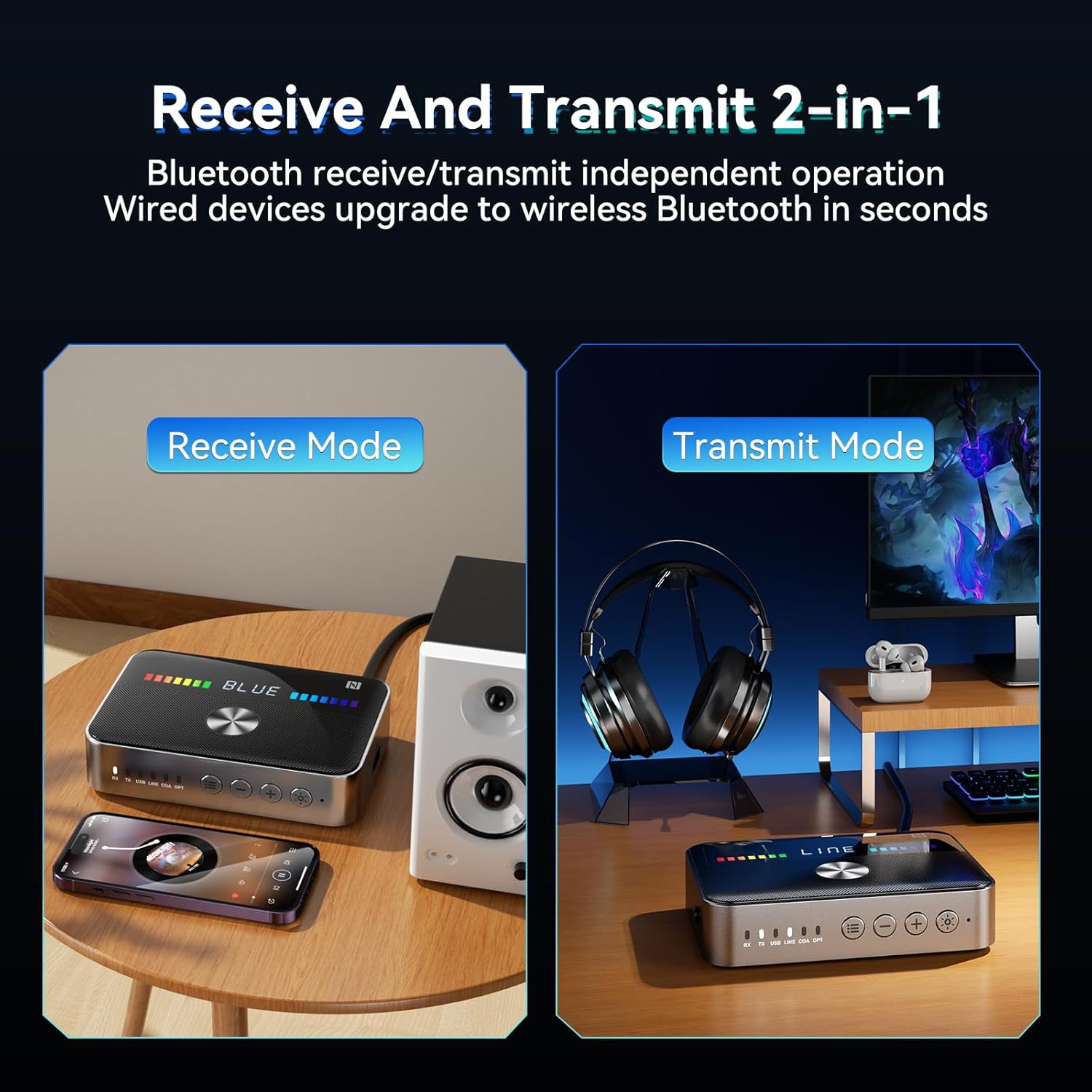 Adaptor Bluetooth receptor audio, Bluetooth 6.0, RX/TX Transmitator ...