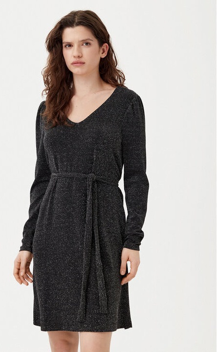 Дамска рокля, Vila, 304768248, Полиамид/Метални влакна, Черна, Черен