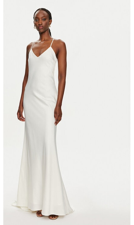 Дамска рокля, Yas, 304435935, Рециклиран полиестер/Полиестер, Бял, Бял, L