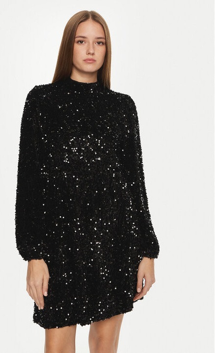 Дамска рокля, Vila, 305105387, Полиестер, Черен, Черен