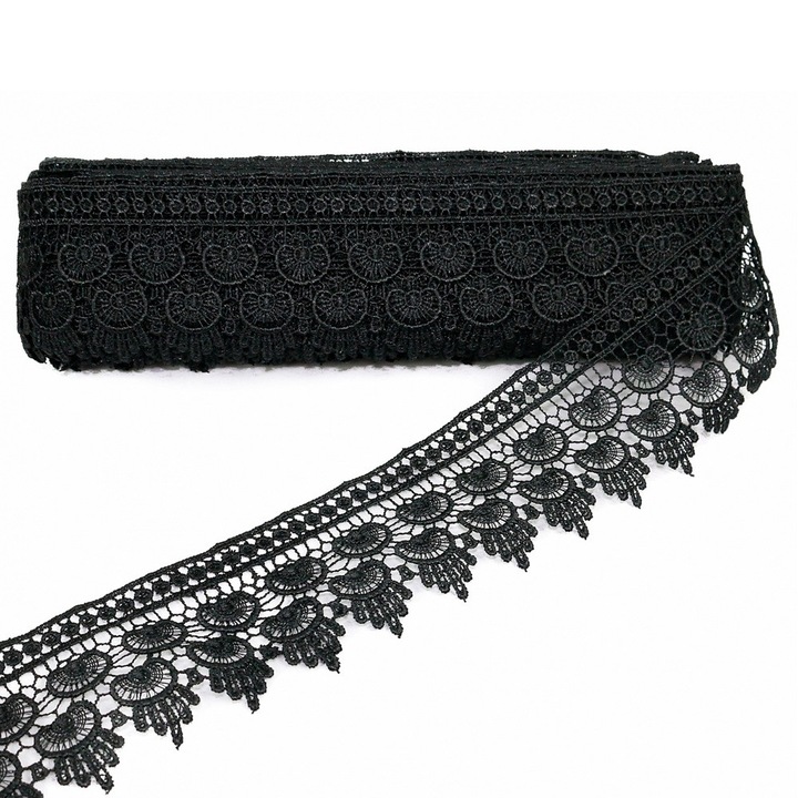 Dantela neagra 15mm – 13.5m/rola, coasere, poliester si vascoza