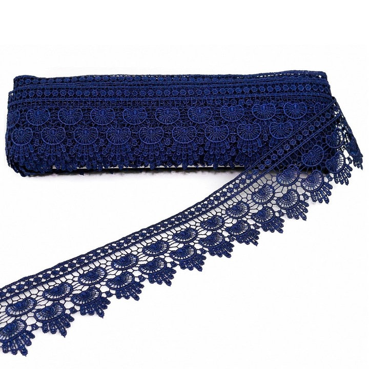 Dantela albastra 65mm – 13.5m/rola, coasere, poliester si vascoza