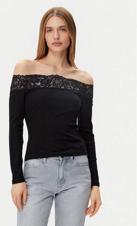 Bluza dama, Morgan, 305253606, Modal/Bumbac/Elastan, Negru, Negru, L