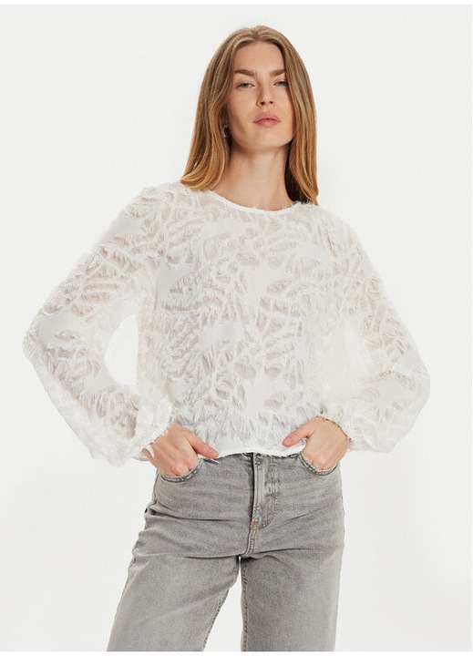 Bluza dama, Gina Tricot, 304386541, Poliester reciclat/Poliester, Alb, Alb, XS