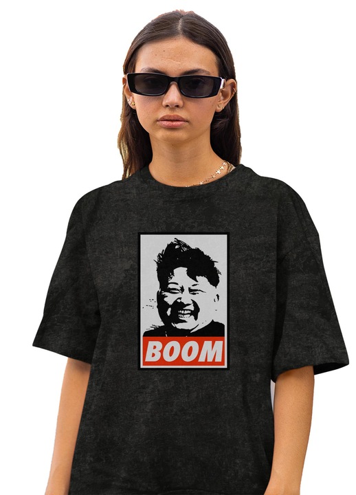 Tricou oversize pentru femei CLANDESTINE Cult Remix, Bumbac, Negru Rock, Transparent, XS-S