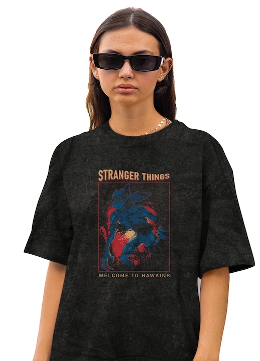 Tricou oversize pentru femei CLANDESTINE Cult Remix, Bumbac, Negru Rock, Verde pal, XS-S