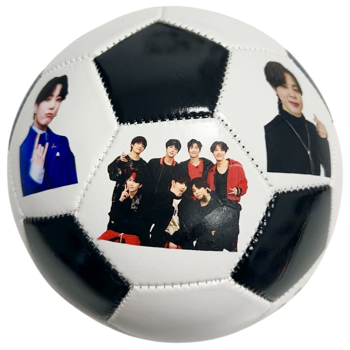Minge personalizata bts army kpop trupa fotbal, 260 grame, alb/negru