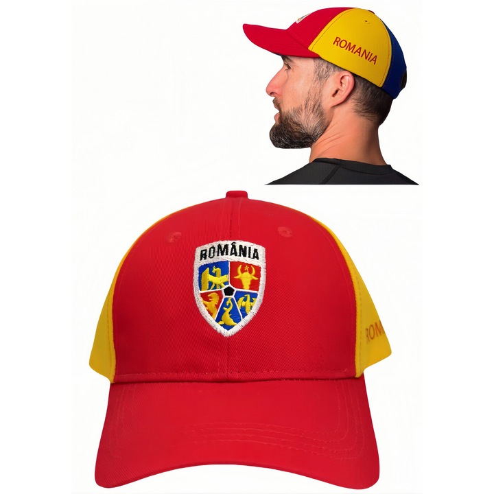 Palarie Pentru Suporteri, Sapca baseball ajustabila unisex, bumbac，Sapca Tricolora Romania, multicolor
