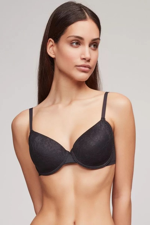 Csipkés melltartó, merevítővel és megerősítéssel, Gisela 1/0392 (doboz), Fekete, 90D
