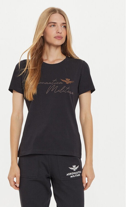 Női póló, Aeronautica Militare, 304565298, Pamut, Fekete, Fekete