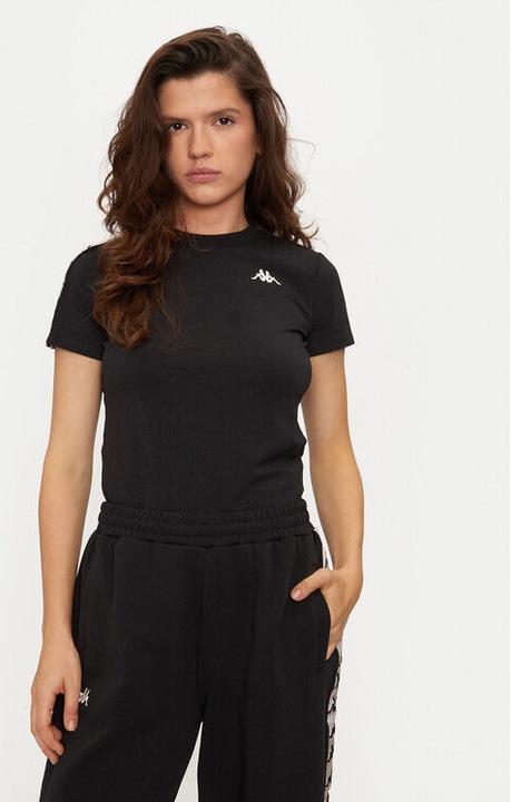 Női póló, Kappa, 304979736, Pamut, Fekete, Fekete