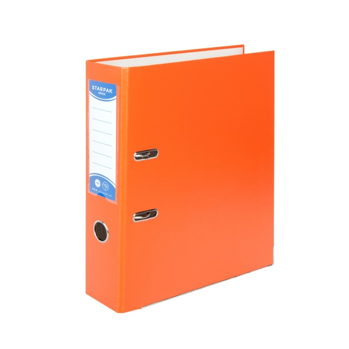 Папка Starpak A4, 75 мм, твърд картон, с двоен механизъм, оранжева