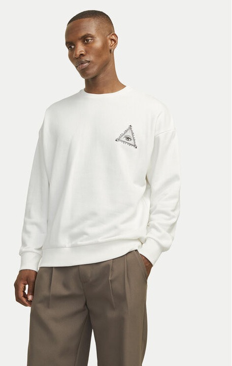 Bluza barbati, Jack and Jones, 304370328, Poliester reciclat/Bumbac, Alb, Alb