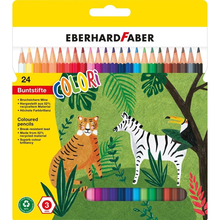 Műanyag színes ceruzák, 24 szín, Eberhard Faber