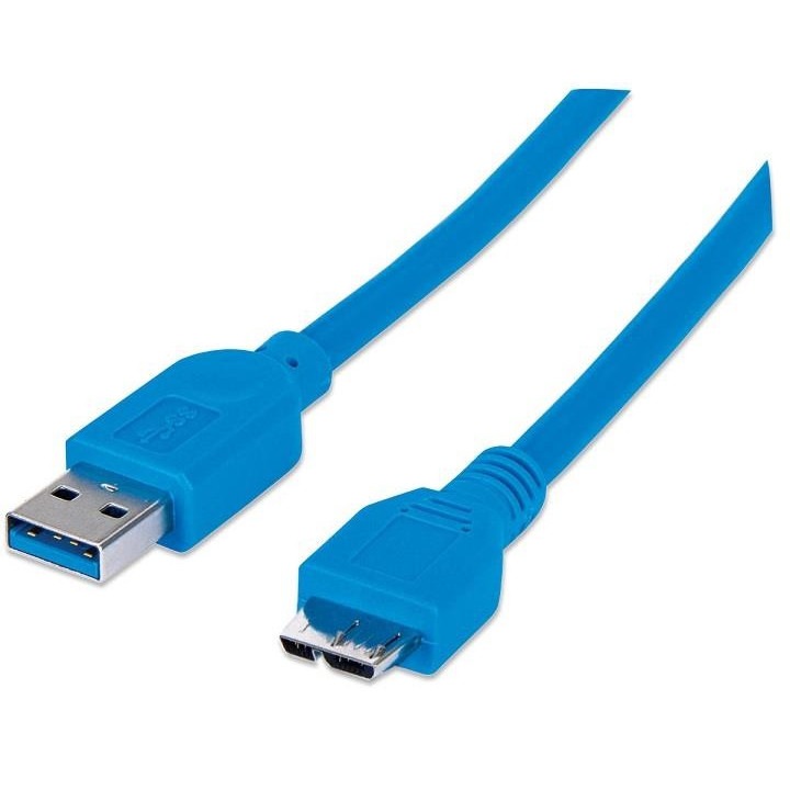 Techly SuperSpeed USB 3.0 kábel, A apa--> micro-B apa, 50 cm, kék