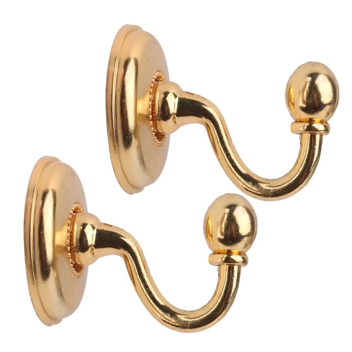 Set 2 Suporturi Metalice Perdele YANYXR Vintage Auriu 4.5x6cm