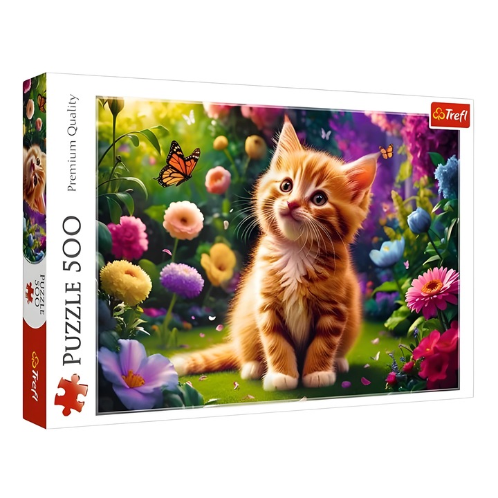 Пъзел 500 части Trefl Котка сред цветя