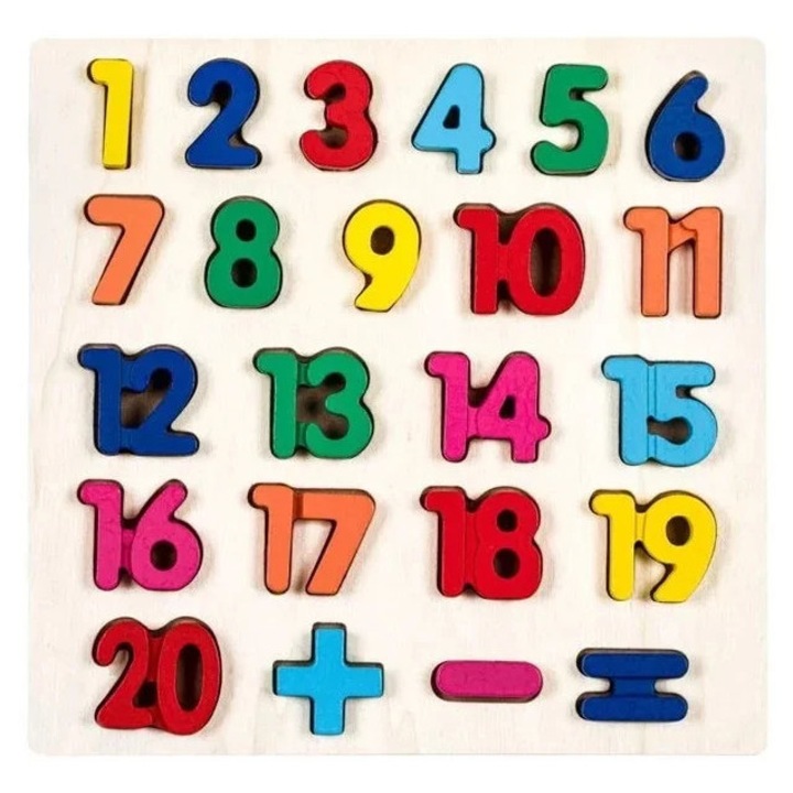 Fa puzzle, figurák és matematikai szimbólumok, 23 darab, 28×27,5 cm, 28×27,5 cm, 28×27,5 cm