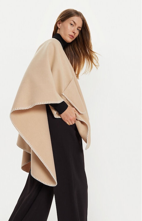 Női poncsó, Pieces, 304763328, Újrahasznosított poliészter, Egy méret INTL, Bézs