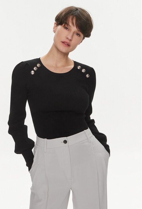 Pulover dama, Morgan, 303917517, Viscoza/Poliamida, Negru, Negru