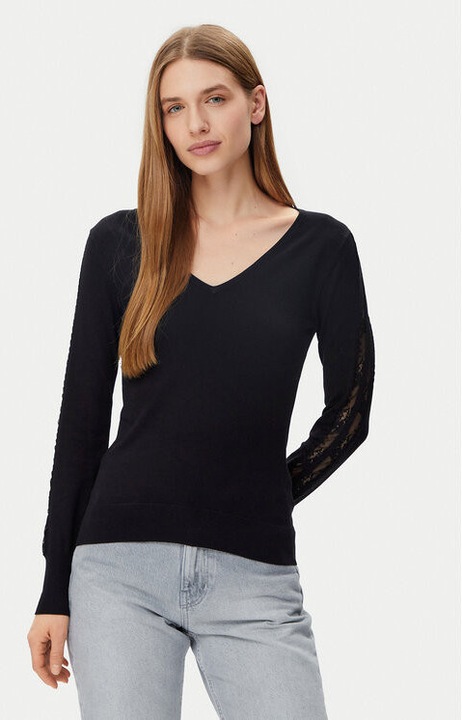 Pulover dama, Morgan, 305253194, Viscoza/Poliamida, Negru, Negru