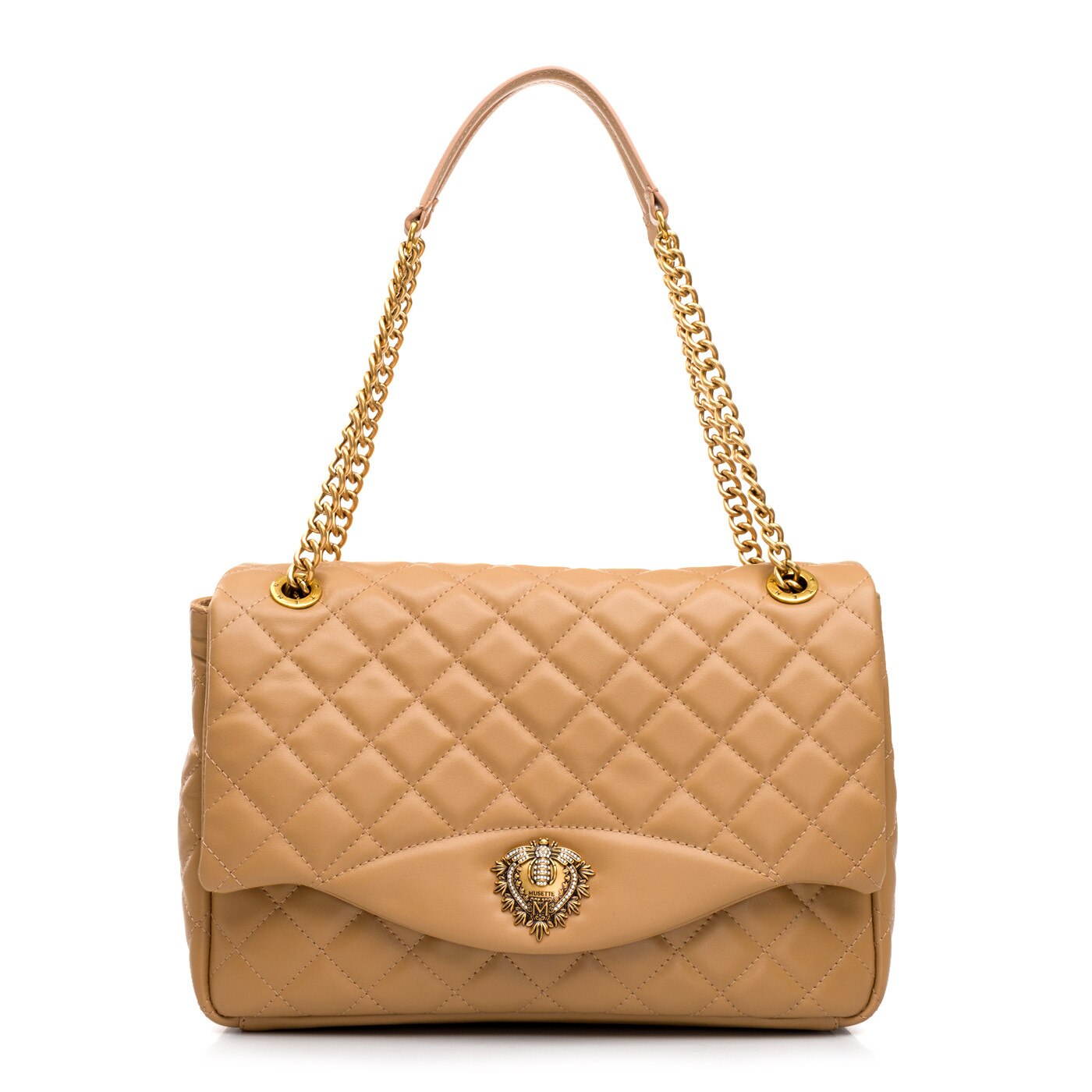 Geanta dama, Musette, JAQUELINE GM, Piele naturala, bej crem, 34 x 9 x ...