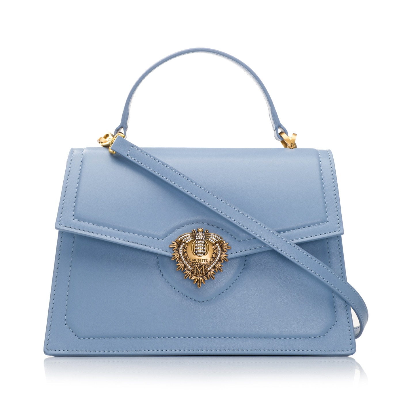 Geanta dama, Musette, CARISSA, Piele naturala, Bleumarin, 24 x 8 x 15 ...