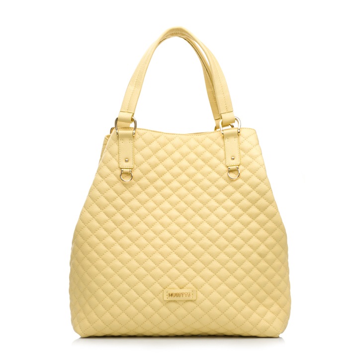 Geanta dama, Musette, ARNELA MATLASAT, Piele naturala, x x, Galben
