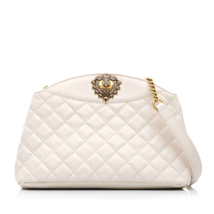 Geanta dama, Musette, JAQUELINE PM, Piele naturala, ivoire, 26 x 10 x 17 cm